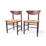 Pair of MCM-Style Wicker-Bottom Chairs