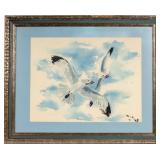 Large Seagull Watercolor, Framed