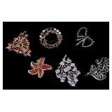 Star, Rhinestone Brooches (6)