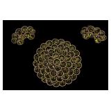 Lisner Green Rhinestone Brooch & Clip-On Set