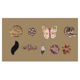 Rhinestone & Enamel Brooches (9)
