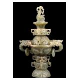 Chinese Nephrite Jade Dragon Censer