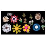 Crown Trifari, Christmas, Floral Brooches
