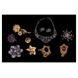 Floral Rhinestone Brooches, Rhinestone Jewelry