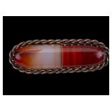 Antique Large Agate Oblong Bar Brooch