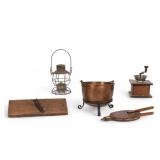 Antique Lantern, Kettle, Coffee Grinder, & More