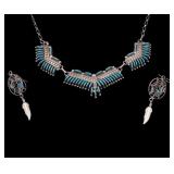 J.S. Bellson Zuni Needlepoint Necklace + Earrings