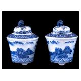 Chinese Blue & White Porcelain Round Censer Pair