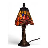 Desk Lamp w/ Stained Glass Dragonfly Shade