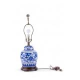 Oriental Deep Blue & White Porcelain Lamp