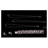 Vint. Nielloware Sterling Panel Bracelet/Earrings