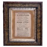 1815 British Theater Broadside in Antique Frame