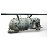 Bronze Elephant Sculptural Table with Glass Top