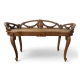 Victorian Style Caned Settee / Dresser Seat