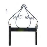 Scroll Top Iron Headboard w/ Brass Flame
