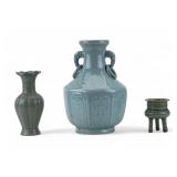 20th C. Asian Celadon Porcelain (3 Pc.)