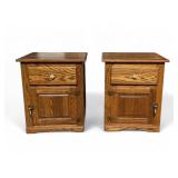 Pair of Ice Box-Style Oak Side Tables