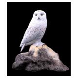 James Marshall Carved Wood Snow Owl