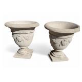 Pair of Large Cement Urn-Shaped Planters