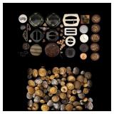 U.S.A. & Other Buttons, Pins, & Belt Buckles (~80)