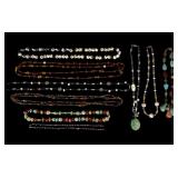 Art Glass Beaded Necklaces, Sterling Silver