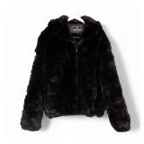Winter Brand Black Hooded Fur Coat
