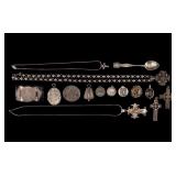 Sterling Cross, Coin, Other Pendants, 1904 Spoon