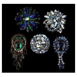 Vintage Rhinestone Brooches (5)