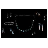 Sterling Silver Turquoise Earrings + Necklace