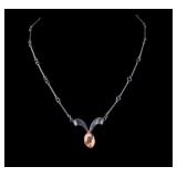 Mexico Sterling and Peacock Opal Necklace