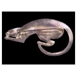 Enamel Tiger Silver Brooch