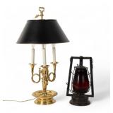 Dietz Lantern and Brass Table Lamp