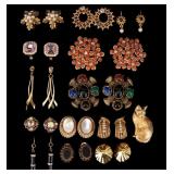 Designer and 14K Earrings + Cat Brooch