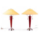 MCM Style Sleek Table Lamp Pair