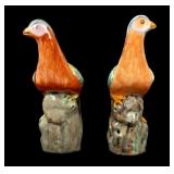Chinese Export Famille Rose Pheasant Statue Pair
