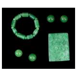 Green Hardstone Phoenix Pendant, Bracelet & Beads