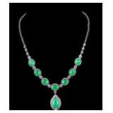 Green Hardstone Cabochon Necklace