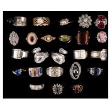 Sterling & Other Rings, Some Semi-Precious (24)