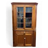19th C Two Pcs Corner Cupboard, Mid Atlantic