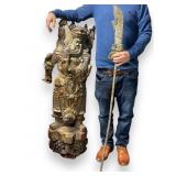 Chinese Carved Wooden Scholar Statue