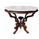 Walnut Turtle Top Marble Table