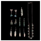 Native American Sterling Earrings and Necklace