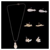 Early 20th C. Carved Floral Jewelry (4 pcs)