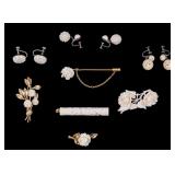 Early 20th C. Carved Floral Jewelry (8 pcs)