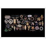 Christmas Tree, Clown, Scarecrow, & Other Brooches