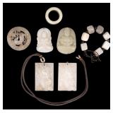 Guanyin, Dragon White Hardstone Pendants, & More