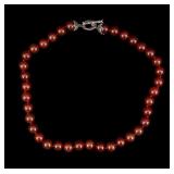 Sterling and Carnelian Bead Necklace