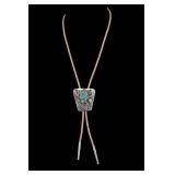 Turquoise and Silver Bolo Tie