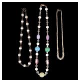 Sterling Pearl and Glass Bead Necklaces (3)