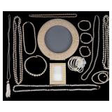 Faux Pearl Necklaces, Bracelets, & Picture Frames